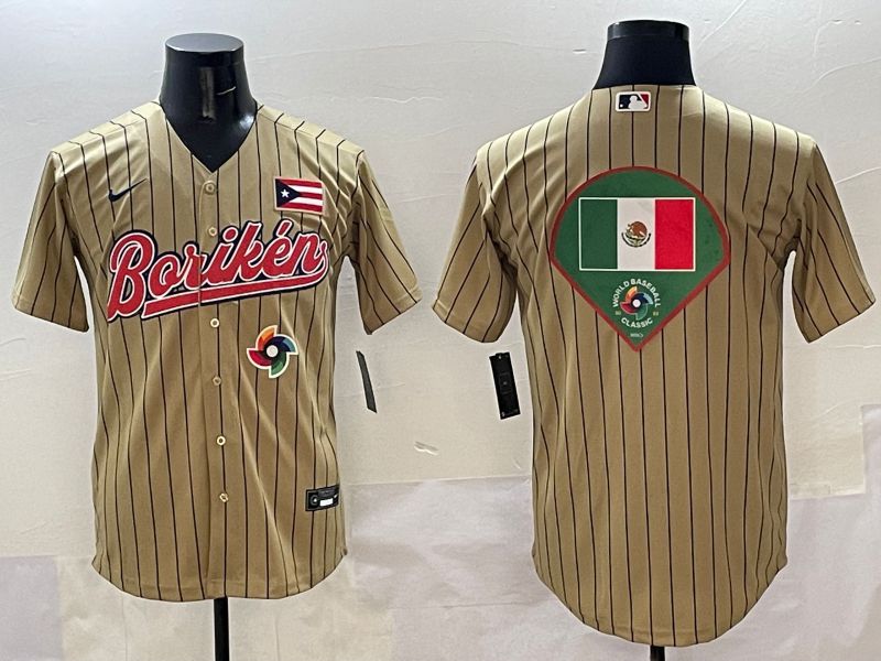 Men Puerto Rico Blank Brown Stripe Joint Name 2025 Nike MLB Jersey style 14->more jerseys->MLB Jersey